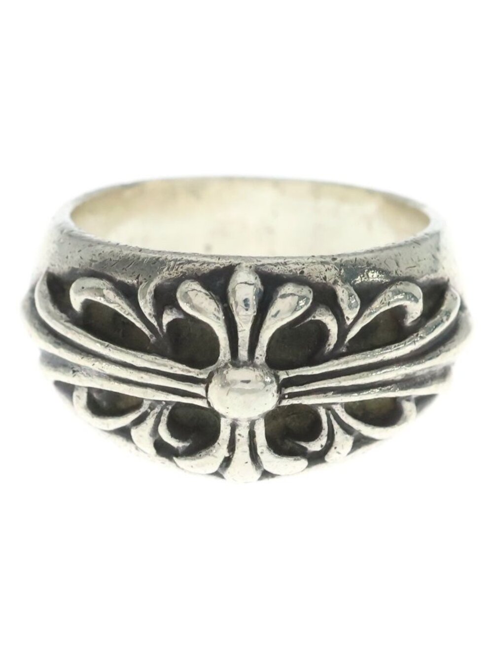 Chrome Hearts Flrl Floral Cross Ring Silver